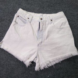 Vintage Zena Shorts White 11 Denim High Rise Fringe Booty Boho Preppy Y2K USA